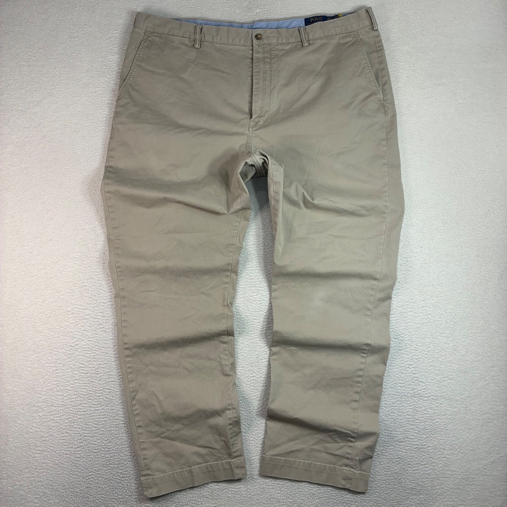 Polo Ralph Lauren Stretch Straight Chino Pants Men 42Bx32 Beige Preppy Business